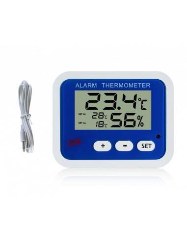 THERMOMÈTRE HYGROMÈTRE DIGITAL SONDE EXTERNE AVEC ALARME E603